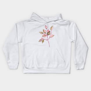 Pink and green leaves Kids Hoodie